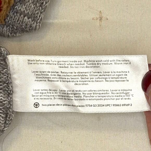 Carter's Fuzzy Reindeer Pullover Sweater Boys/Girls 18M | Gray Marled Knit - Picture 6 of 6